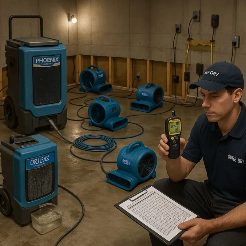 Structural Drying and Dehumidification process in West Wareham, MA